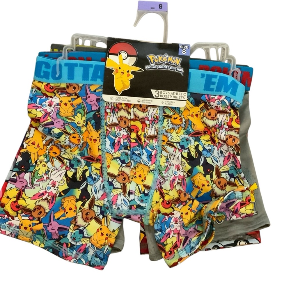 Pokemon Kids Boxer Briefs Size 8 package of 3